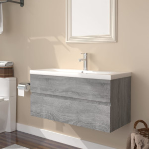 Mueble de baño con lavabo madera contrachapada gris Sonoma D