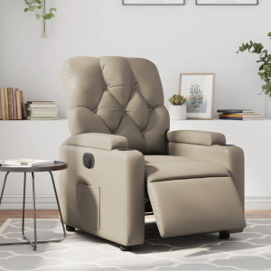 Sillón reclinable eléctrico de cuero sintético color capuchino D