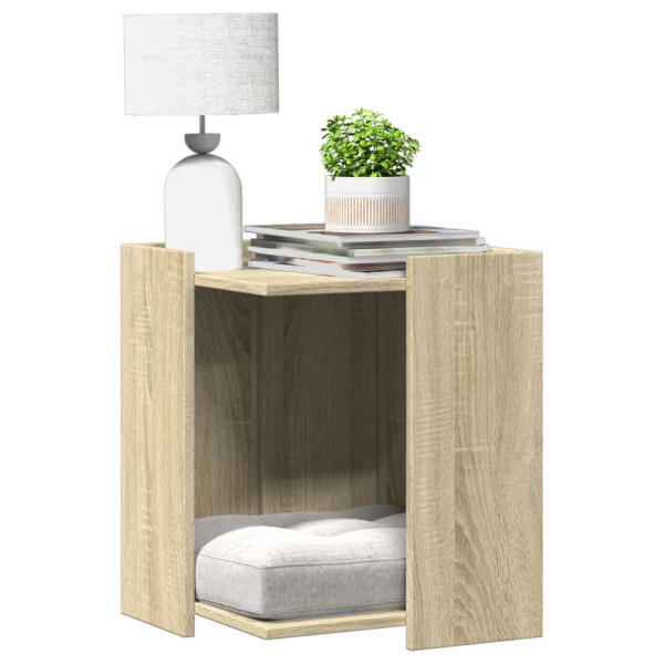 Mueble arenero para gatos madera roble Sonoma 42x42x51 cm D