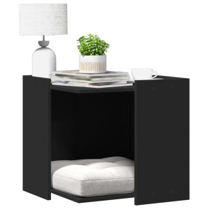 Mueble arenero para gatos madera ingeniería negro 53x53x51 cm D