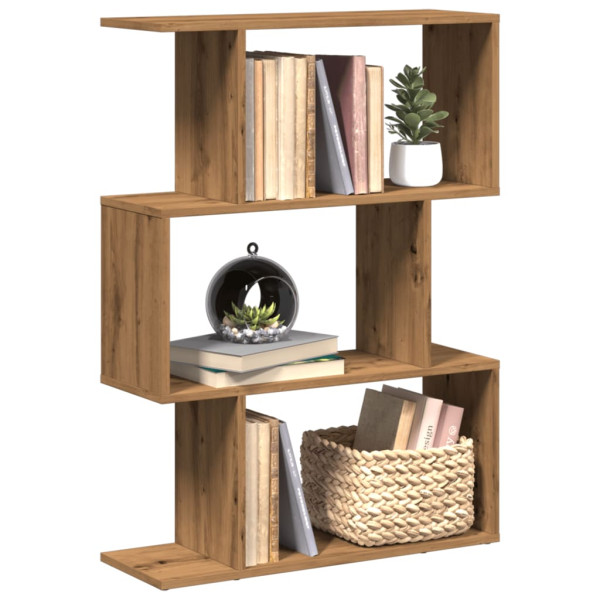 Librería divisora 3 niveles madera roble artisan 70x24x97 cm D