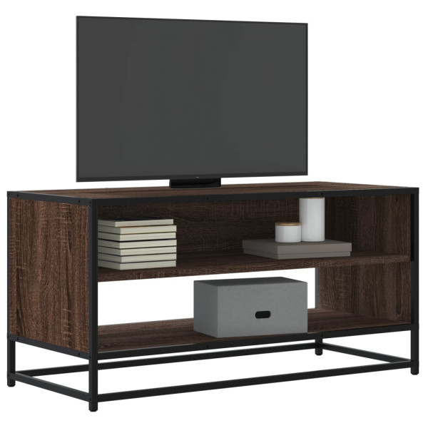 Mueble TV metal y madera ingeniería marrón roble 91x40x46 cm D