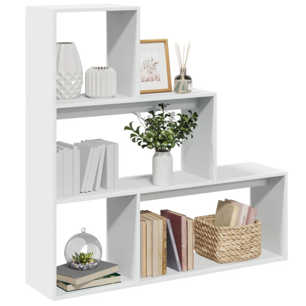 Librería divisora 3 niveles madera blanca 123x29x123 cm D