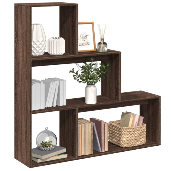 Librería divisora 3 niveles madera marrón roble 123x29x123 cm D