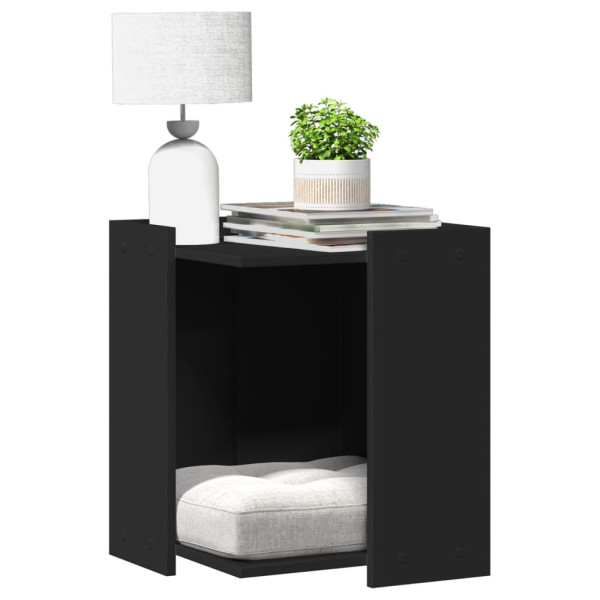 Mueble arenero para gatos madera ingeniería negro 42x42x51 cm D