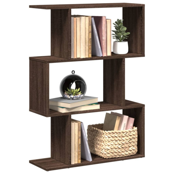 Librería divisora 3 niveles madera marrón roble 70x24x97 cm D