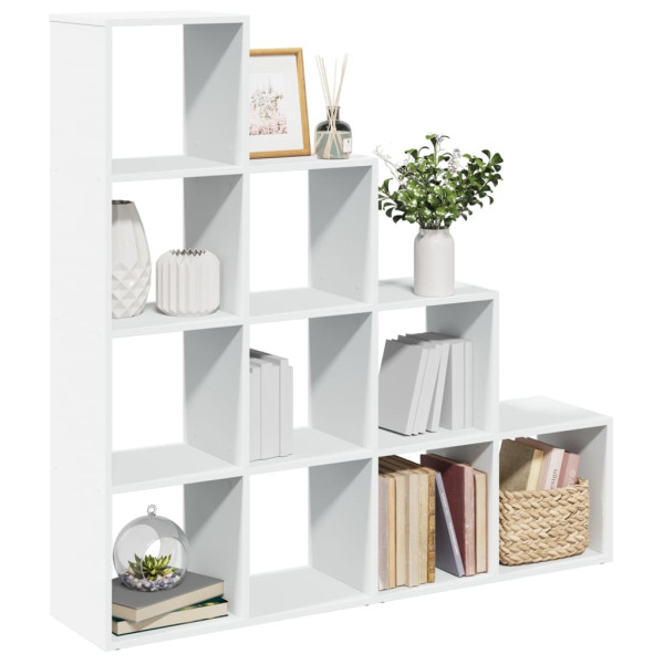 Librería divisora 4 niveles madera blanca 131.5x29x131.5 cm D