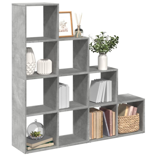 Librería divisora 4 niveles madera gris 131.5x29x131.5 cm D