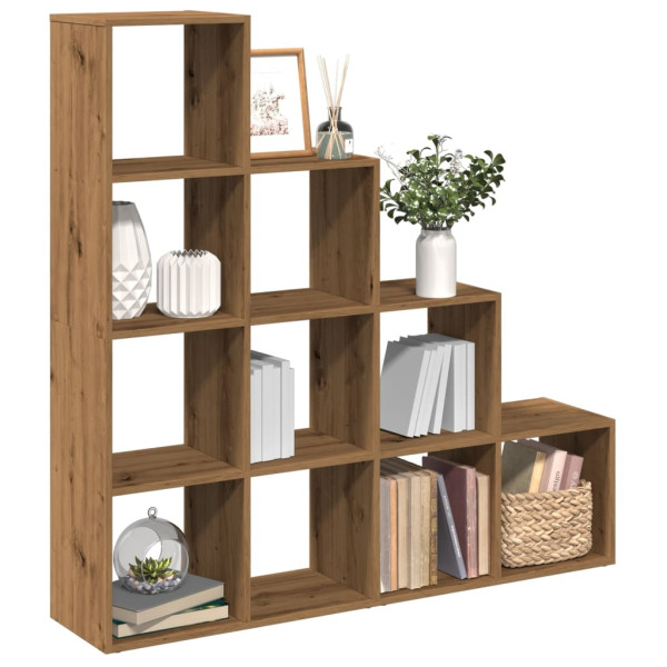 Librería divisora 4 niveles roble artisan 131.5x29x131.5 cm D