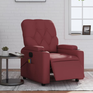 Reclining cadeira de massagem de couro artificial vermelho D