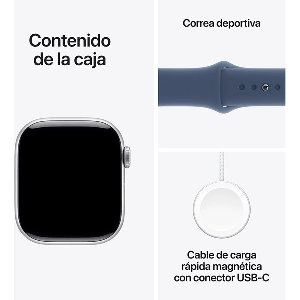 Apple Watch Serie 10 GPS 42mm aluminio plata sport band S/M azul denim M 5