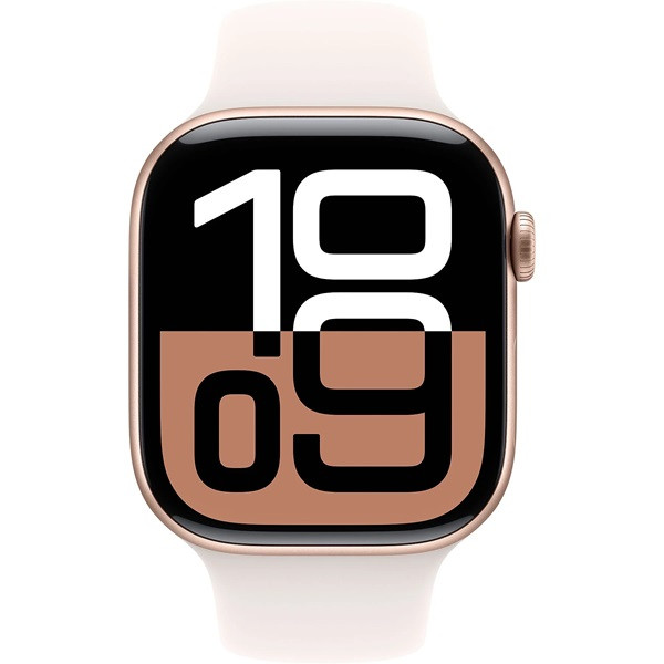 Apple Relógio Série 10 GPS 42mm alumínio ouro rosa pulseira esportiva S/M rosa D