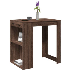 Mesa alta de bar madera ingeniería marrón roble 102x70x103.5 cm D