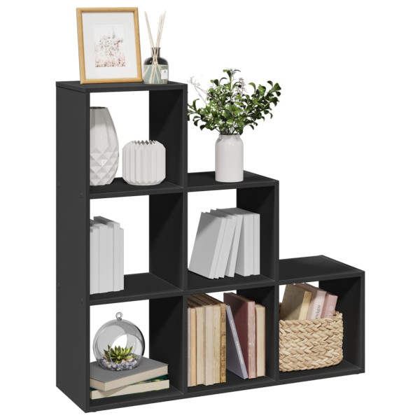 Librería divisor 3 niveles madera ingeniería negro 99x29x99 cm D