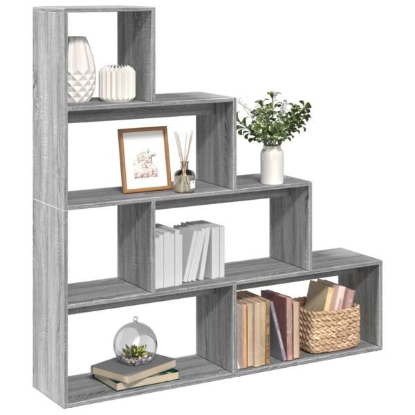 Librería divisora 4 niveles madera gris Sonoma 143.5x29x143.5cm D