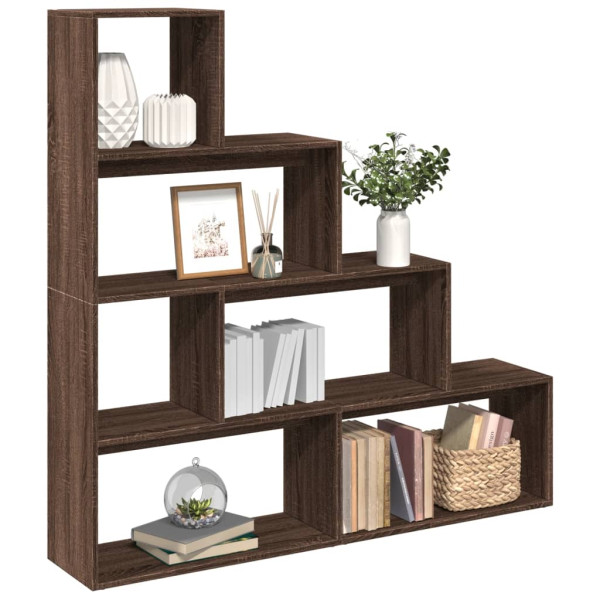 Librería divisora 4 niveles marrón roble 143.5x29x143.5 cm D