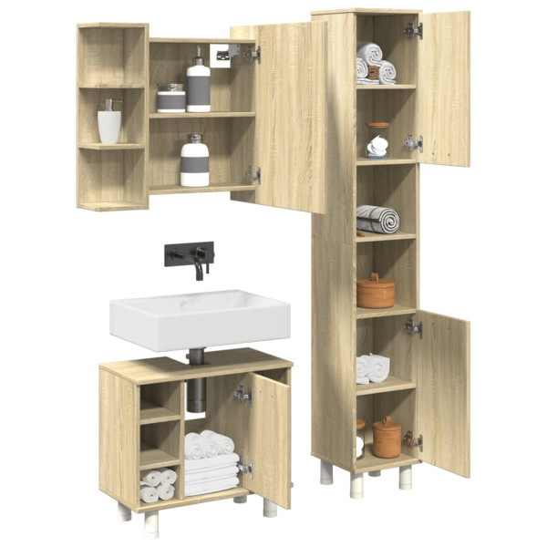 Set de muebles de baño 3 pzas madera contrachapada roble Sonoma D