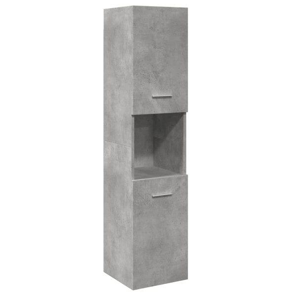 Armario pared baño madera ingeniería gris hormigón 30x30x130 cm D