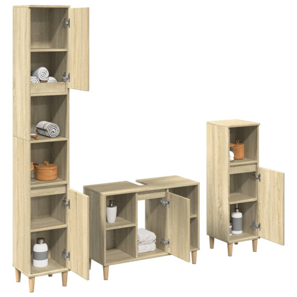 Set de muebles de baño 3 pzas madera contrachapada roble Sonoma D