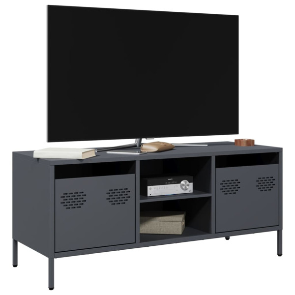 Armário de TV de aço laminado frio antracite 101.5x39x43.5 cm D