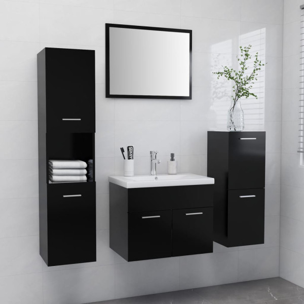 Juego de muebles de baño madera de ingeniería negro D