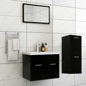 Juego de muebles de baño madera de ingeniería negro D