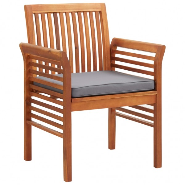 Cadeira de jantar de jardim com almofada de madeira maciça de acacia D