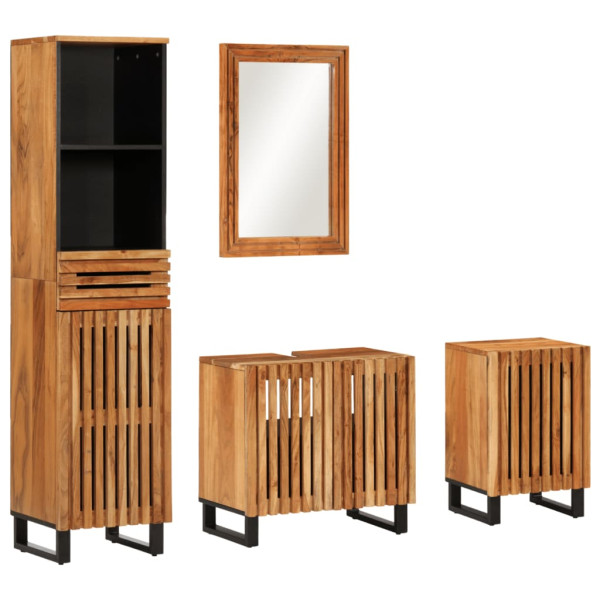 Conjunto de muebles de baño 4 piezas madera maciza de acacia D