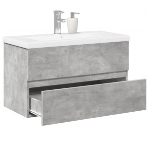 Set muebles de baño 2 piezas madera contrachapada gris hormigón D