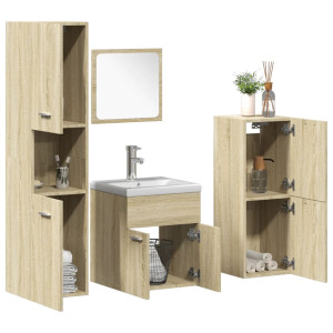 Juego de muebles de baño 5 pzas madera ingeniería roble Sonoma D