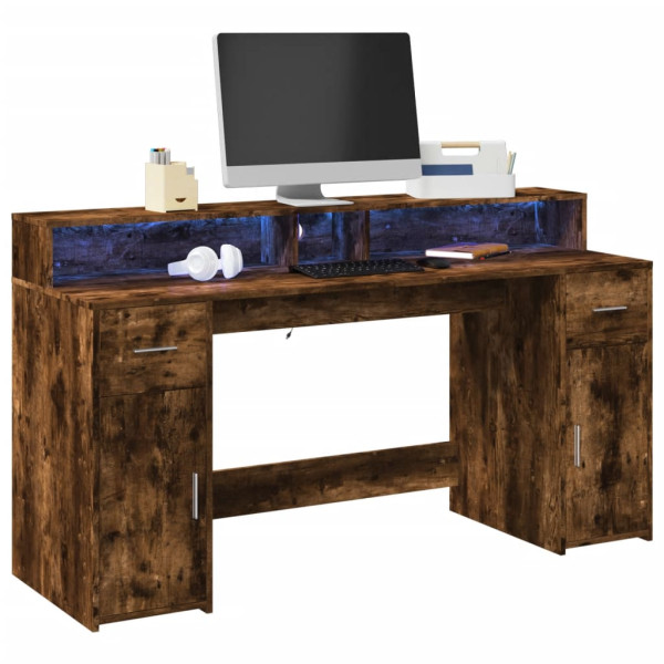 Mesa com LED Engenharia de Madeira Smoked Oak 160x55x91 cm D