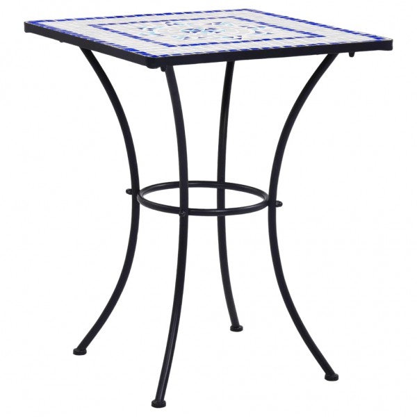 Mesa de mosaico para cafetería cerámica azul y blanco 60 cm D
