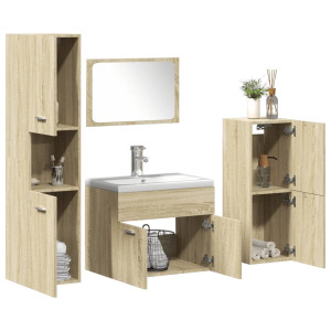 Juego de muebles de baño 5 pzas madera ingeniería roble Sonoma D