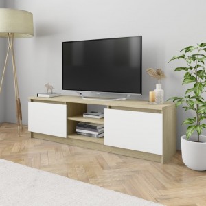 Mueble de TV de aglomerado blanco roble Sonoma 120x30x35.5 cm D