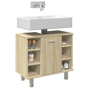 Armario de baño madera ingeniería roble Sonoma 60x32x53.5 cm D