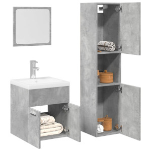 Set muebles de baño 2 piezas madera contrachapada gris hormigón D