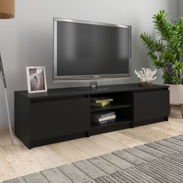 Mueble de TV madera contrachapada negro 140x40x35.5 cm D