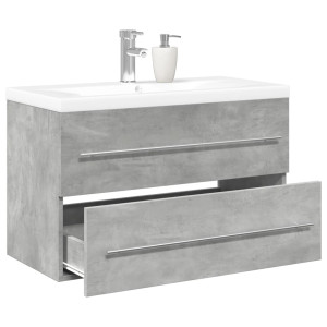 Set muebles de baño 2 piezas madera contrachapada gris hormigón D