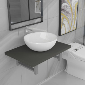 Conjunto de muebles de baño 2 piezas cerámica gris D