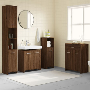 Set de muebles baño 4 pzas madera contrachapada roble marrón D