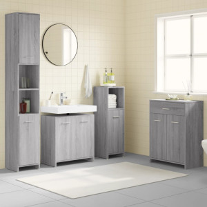 Set de muebles de baño 4 pzas madera contrachapada gris sonoma D