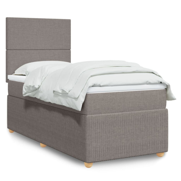 Cama box spring com colchão de tecido cinza taupe 80x200 cm D