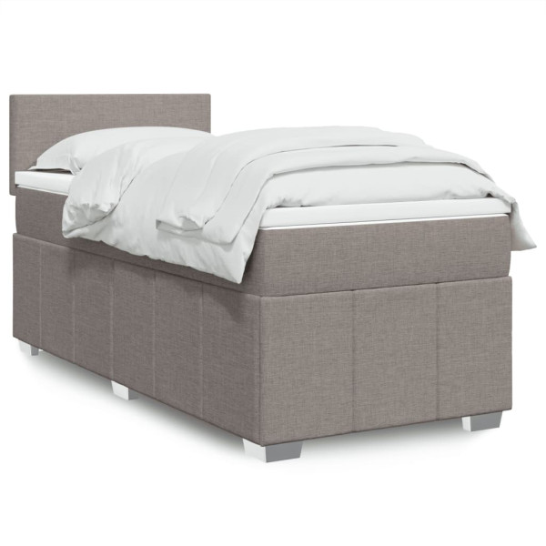 Cama box spring com colchão de tecido cinza taupe 80x200 cm D