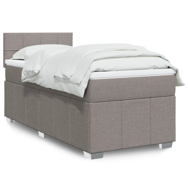 Cama box spring com colchão de tecido cinza taupe 80x200 cm D