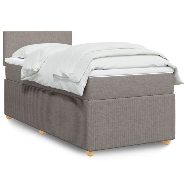 Cama box spring com colchão de tecido cinza taupe 80x200 cm D