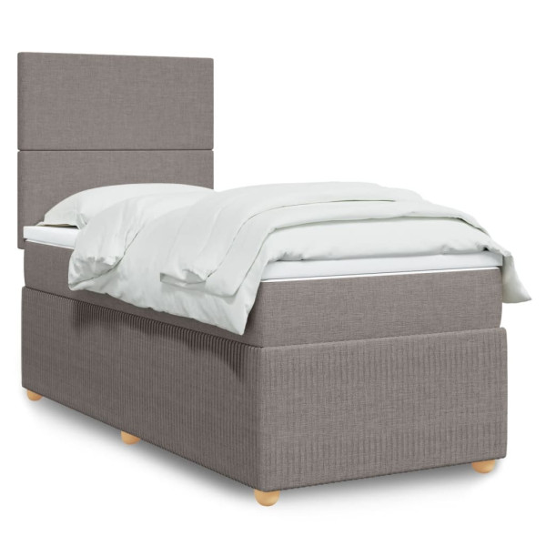 Cama box spring com colchão de tecido cinza taupe 80x200 cm D