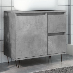 Mueble de lavabo madera ingeniería gris hormigón 65x33x60 cm D