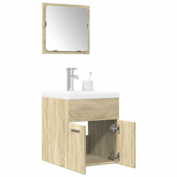 Set de muebles de baño 3 pzas madera contrachapada roble Sonoma D