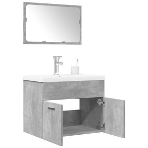 Set muebles de baño 2 piezas madera contrachapada gris hormigón D