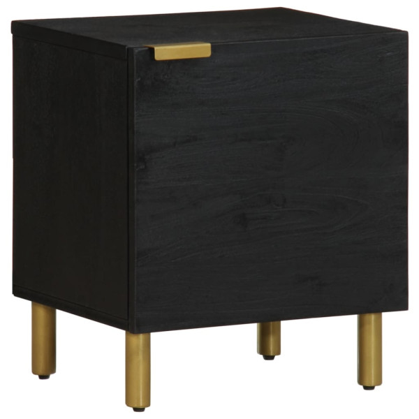 Mesita de noche de madera maciza de mango negra 40x33x46 cm D